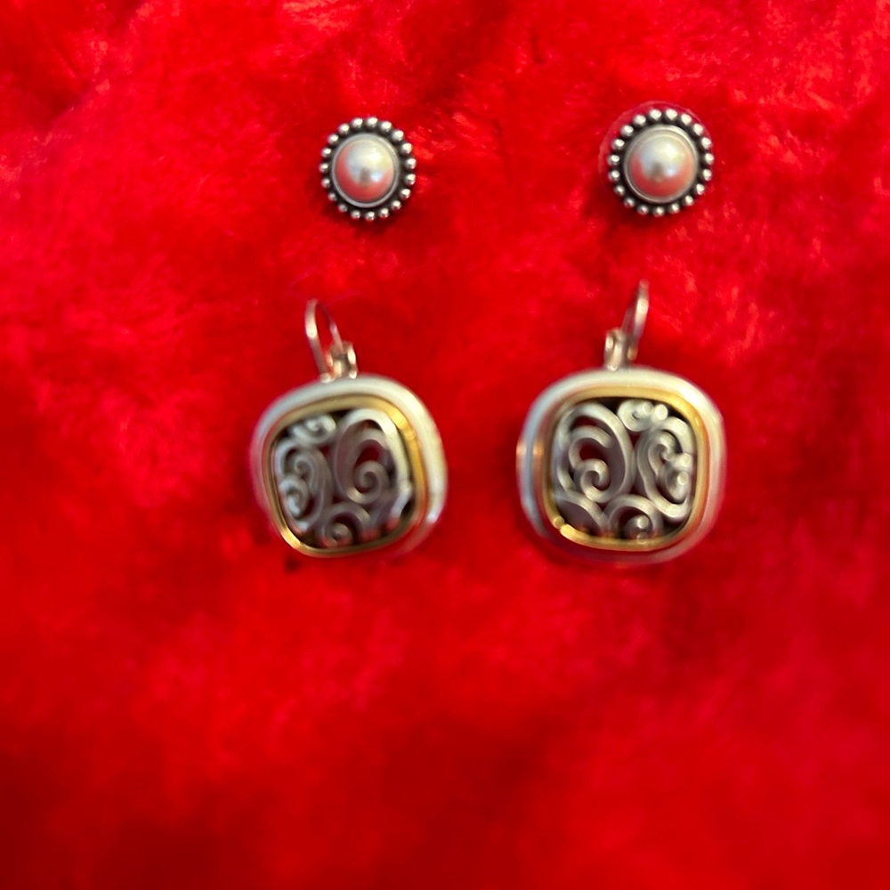 BRIGHTON 2 separate pairs of Earrings. 1 pair are posts w/ Pearls & the other